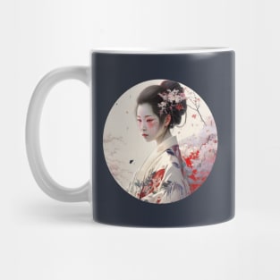 Aesthetic Japanese Art Geisha With Rose Mug